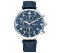 Radiant - Colección Caiman - Reloj analógico. Reloj de Pulsera para Hombre. Reloj de Brazalete con Esfera Azul y Plateada y Correa de Piel Sintética. Tamaño 43mm. 5ATM.