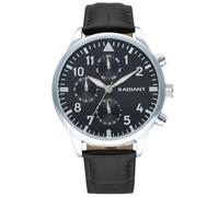 Radiant - Colección Caiman - Reloj analógico. Reloj de Pulsera para Hombre. Reloj de Brazalete con Esfera Negra y Plateada y Correa de Piel Sintética. Tamaño 43mm. 5ATM.