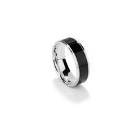 Radiant - Colección Ceramic - Anillo Redondo para Hombre Negro Mate y Plateado Talla 22, Elegancia Casual y Urbana para Estar Siempre a la Moda.