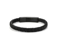 Radiant - Colección Espiga - Pulsera de Polipiel Negra para Hombre, Brazalete con Elegancia Casual y Urbana para Estar Siempre a la Moda.
