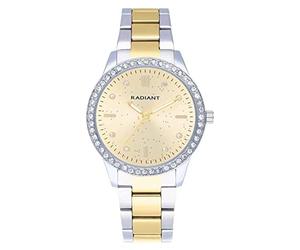 Radiant - Colección Universe - Reloj analógico de Cuarzo. Reloj de Pulsera para Mujer de Cuarzo y con Esfera Dorada. Correa de Acero Inoxidable en un bitono Dorado y Plateado de 38mm.