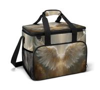 Radiant Guardian Angel Wings with Golden Light Camping Cooler Bag Insulated Beach Coolers Portable Leakproof Bags with Shoulder Strap