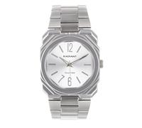 Radiant - Reloj Analógico de Analógico para Hombre, Caja Cuadrado de 40,00 mm, Esfera Plateado/Gris, Brazalete de Acero Plateado/Gris con Cierre Deployant, Resistente al Agua 5 ATM