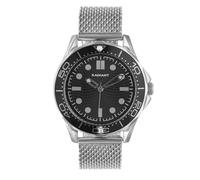 Radiant - Reloj Analógico de Cuarzo para Hombre, Acero Inoxidable, Caja de 42 mm, Malla de Acero, Cierre de Broche o a Presión, Pila Incluida, Color Negro y Plateado, 5 ATM