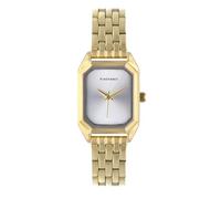 Radiant - Reloj Analógico de Cuarzo para Mujer, Caja Rectangular de 33,5 mm Dorada, Esfera Plateada, Brazalete de Acero Dorado con Cierre de Broche, Pila Incluida, Resistente al Agua 3 ATM