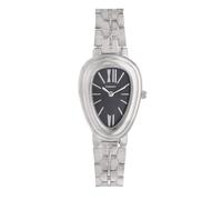 Radiant - Reloj Analógico de Cuarzo para Mujer, Colección Sophia, Caja Ovalada de 25 mm, Esfera Negra, Brazalete Plateado con Cierre Deployant, Pila Incluida, Resitencia al Agua 3 ATM
