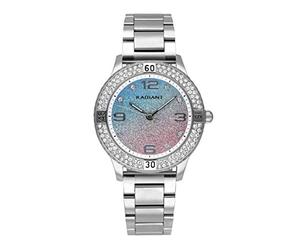 Radiant Reloj analógico para Mujer Colección Frozen. Reloj Plateado con Brazalete y Esfera degradada de Rosa a Azul con Glitter. Bisel con pedrería. 3ATM. 38mm.