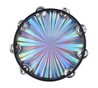Radiant Tambourine, Hand Held Drum with Double Row Bell, Reflective Clear Crisp Sound Percussion Instrument for Dancing Singing Parties Music Class Outdoor Use (10 pulgadas)