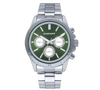 Radiant - Colección Tech - Reloj analógico. Reloj de Pulsera para Hombre. Reloj de Brazalete con Esfera Verde y Correa Plateada de Metal. Tamaño 44mm. 5ATM.