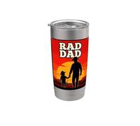 Radical Papá Padre e Hijo Rodeo Cowboys Oeste Atardecer Vaso térmico de acero inoxidable de doble pared