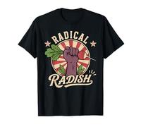 Radical Rábano Divertido Vegano Retro Vegetariano a Base de Plantas Camiseta