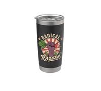 Radical Rábano Divertido Vegano Retro Vegetariano a Base de Plantas Vaso térmico de acero inoxidable de doble pared