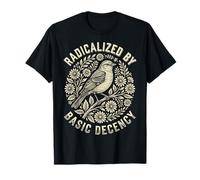 Radicalized by Basic Decency Folk Art Emblem Apparel Camiseta