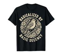 Radicalized by Basic Decency Folk Art Emblem Apparel Camiseta