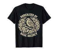 Radicalized by Basic Decency Folk Art Emblem Apparel Camiseta