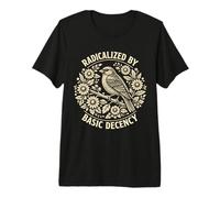 Radicalized by Basic Decency Folk Art Emblem Apparel Camiseta Premium