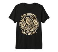 Radicalized by Basic Decency Folk Art Emblem Apparel Camiseta Premium
