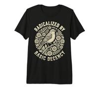 Radicalized by Basic Decency Folk Art Emblem Apparel Camiseta Premium