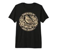 Radicalized by Basic Decency Folk Art Emblem Apparel Camiseta Premium