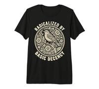 Radicalized by Basic Decency Folk Art Emblem Apparel Camiseta Premium