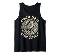 Radicalized by Basic Decency Folk Art Emblem Apparel Camiseta sin Mangas