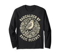 Radicalized by Basic Decency Folk Art Emblem Apparel Manga Larga