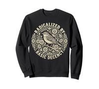 Radicalized by Basic Decency Folk Art Emblem Apparel Sudadera