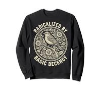 Radicalized by Basic Decency Folk Art Emblem Apparel Sudadera