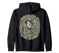 Radicalized by Basic Decency Folk Art Emblem Apparel Sudadera con Capucha
