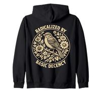 Radicalized by Basic Decency Folk Art Emblem Apparel Sudadera con Capucha