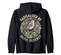 Radicalized by Basic Decency Folk Art Emblem Apparel Sudadera con Capucha