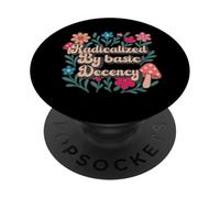 Radicalized By Basic Decency Retro Flowers Mushrooms Colors PopSockets PopGrip Adhesivo