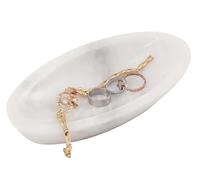 Radicaln Bandeja de joyería de mármol blanca de 7 pulgadas, decoración estética de habitación, organizador de joyas hecho a mano, bandeja decorativa para exhibición de aretes, soporte de anillos para