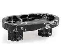 Radicaln Bandeja ovalada de mármol con soporte de 10 pulgadas, color negro, hecha a mano, bandeja decorativa para encimera de baño y centro de mesa, organizador de tocador ideal para joyas y velas