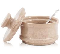 Radicaln Bodega de sal de mármol con tapa de 3.5 pulgadas, caja de sal Verona, recipiente de condimentos y tarros de especias, soporte de sal de piedra para mostrador, tarro de especias