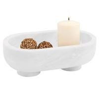 Radicaln Cuenco ovalado de mármol con soporte, color blanco, de 10 pulgadas, hecho a mano, para sala de estar, plato de caramelos, soporte de frutas y centro de mesa para decoración del hogar, ideal