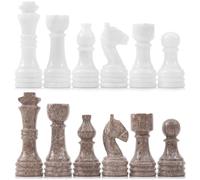 Radicaln Figuras de ajedrez de mármol de 3.5 pulgadas, piezas de ajedrez de mármol hechas a mano oceánicas y blancas para juegos de mesa y juego de ajedrez de viaje, figura de ajedrez