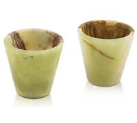 Radicaln Juego de 2 vasos de chupito de mármol de 2 pulgadas de ónix verde hechos a mano para tequila, whisky y bebidas de cóctel, elegantes vasos y vasos para decoración de bar