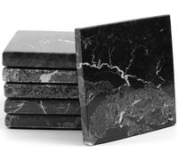 Radicaln Juego de 6 Posavasos Cuadrados de ónix Blanco Hechos (Black)