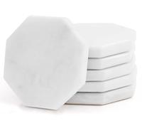 Radicaln - Juego de 6 Posavasos de mármol Blanco de 8,9 cm Hechos a Mano Ideal para Tazas y Vasos, y para decoración del hogar