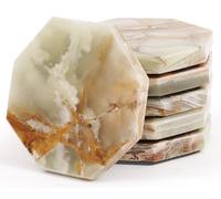 Radicaln Juego de 6 Posavasos de mármol ónix Verde, Hechos a Mano, con Forma de Estrella de 3,5 Pulgadas, Ideales para mesas de Comedor y de Centro.