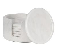 Radicaln Juego de 6 Posavasos Redondos de mármol Blanco 8,9 cm, con Soporte; Posavasos Decorativos para la Mesa del Comedor o la Mesa de Centro