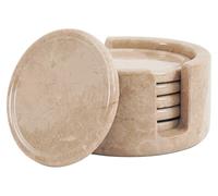 Radicaln Juego de 6 Posavasos Redondos de mármol Verona 8,9 cm, con Soporte; Posavasos Decorativos para la Mesa del Comedor o la Mesa de Centro