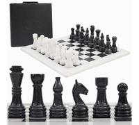 Radicaln Juego de ajedrez de mármol con Caja de Almacenamiento de 15 Pulgadas, Blanco y Negro, Hecho a Mano, 1 Tablero de ajedrez con 32 Piezas de ajedrez, Juego de ajedrez para 2 Jugadores de Juegos