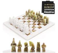 Radicaln Juego de ajedrez de mármol con caja de almacenamiento de 15 pulgadas Juegos de ajedrez antiguos hechos a mano en blanco y verde - Juego de ajedrez de torneo Juegos para 2 jugadores - 1