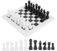 Radicaln Juego de ajedrez de mármol de 12 pulgadas, blanco y negro, hecho a mano, para adultos, 1 tablero de ajedrez y 32 piezas de ajedrez, juego de mesa de ajedrez de viaje.
