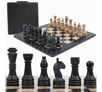 Radicaln Juego de ajedrez de mármol de 15 Pulgadas, Negro y Coral, con Caja de Almacenamiento. Juego de Mesa de Lujo para Adultos. Ideal para la decoración del hogar.