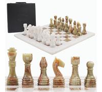 Radicaln Juego de ajedrez de mármol de 38 cm, Blanco y ónix Verde, con Caja de Almacenamiento. Juego de Mesa de Lujo para Adultos. Ideal como Juego de ajedrez e Incluye Piezas.