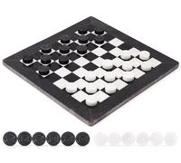 Radicaln Juego de Damas de mármol de 38,1 cm, Negro y Blanco, Hecho a Mano, Juego de Damas para Adultos, Ideal para Uso en Interiores y Exteriores, Juego de Mesa Decorativo