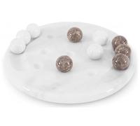 Radicaln Juego de mármol Tic Tac Toe de 10 pulgadas, blanco y oceánico hecho a mano, juegos para adultos para noche de juegos, juego de mesa para adultos para decoración moderna de mesa de café y sala